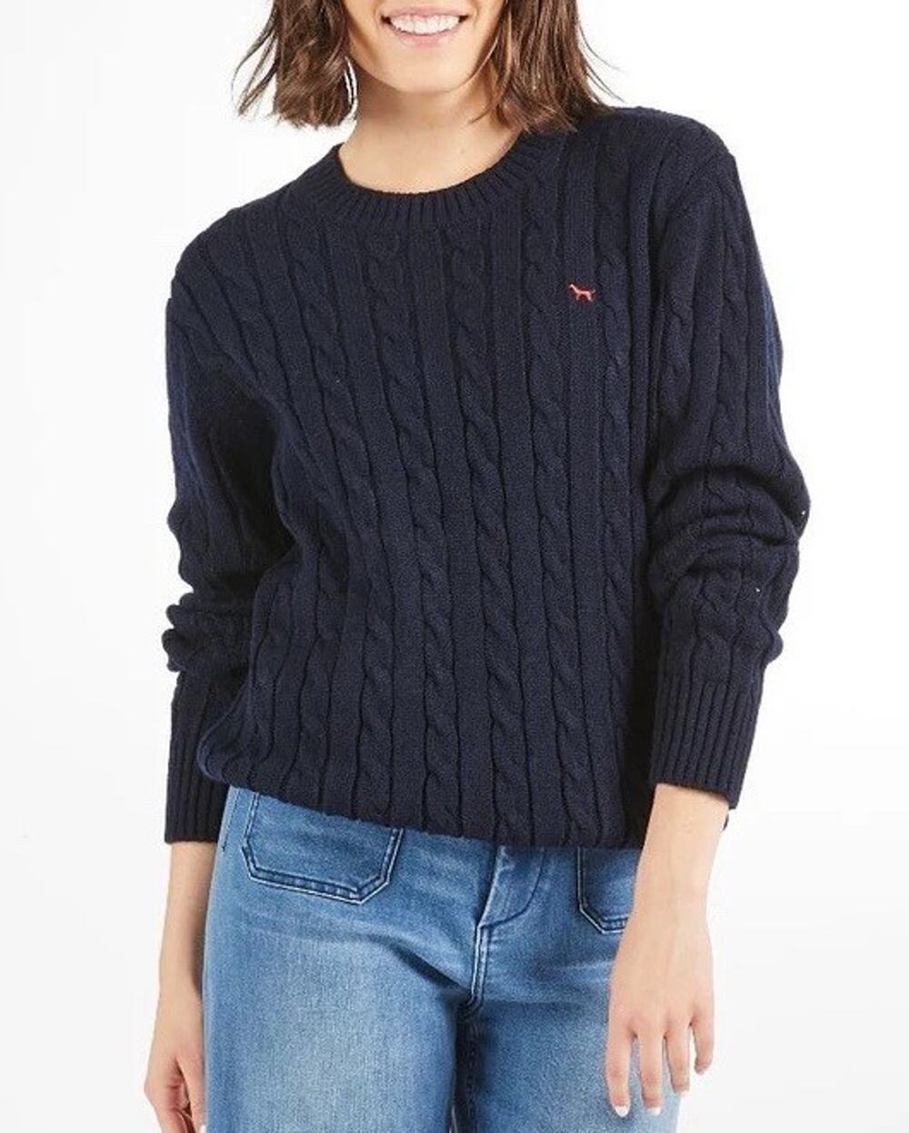 New Simply Southern Navy Emma Sweater Women’s Size Large Cable Knit